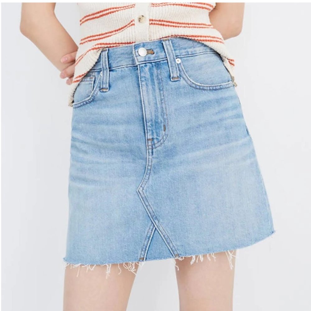 Madewell light blue denim skirt